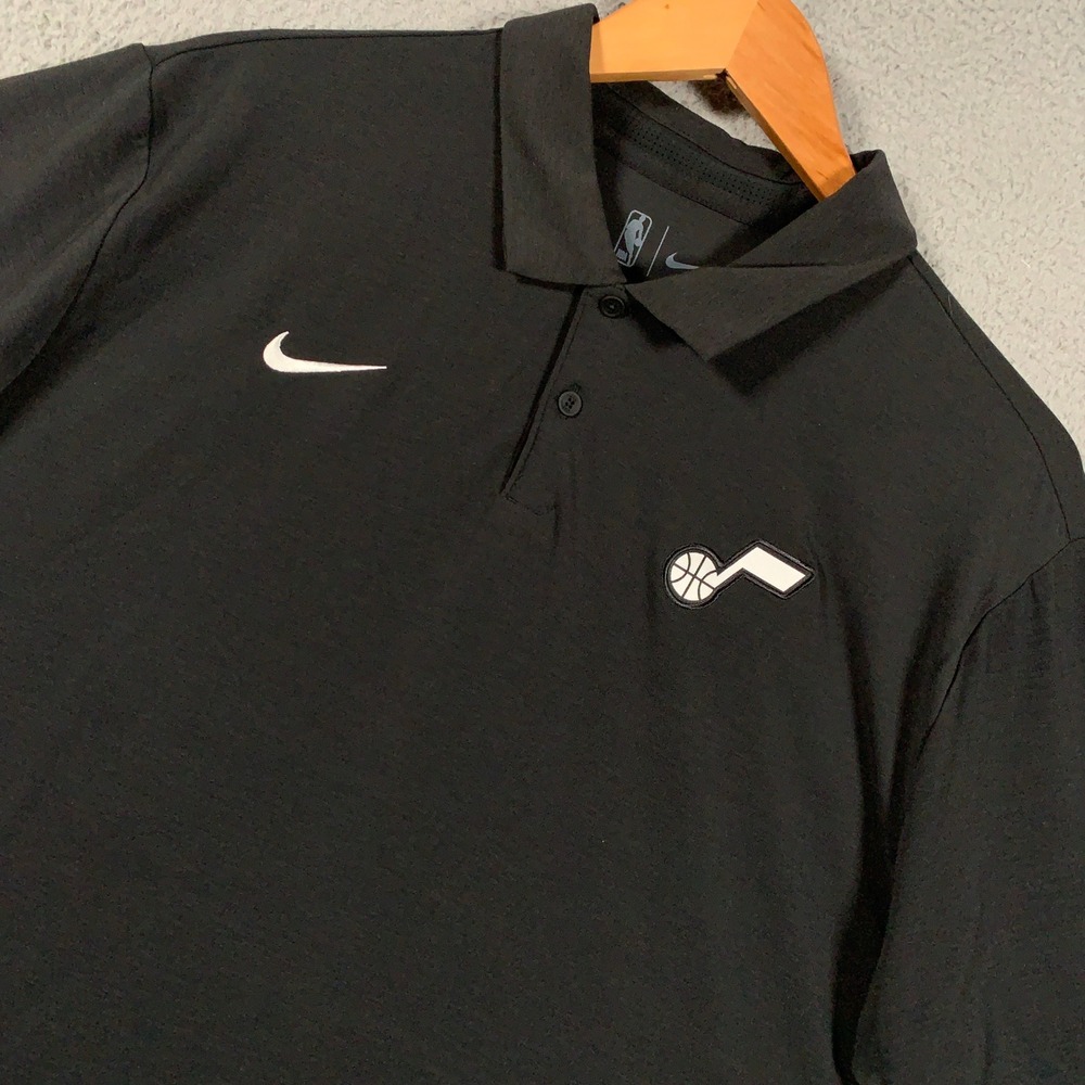 Nike Utah Jazz Team Issued Polo Shirt Men's Large L Black Authentic NBA Dri-FIT